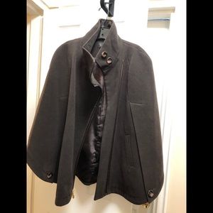 IMAN Black Cape faux leather winter cape